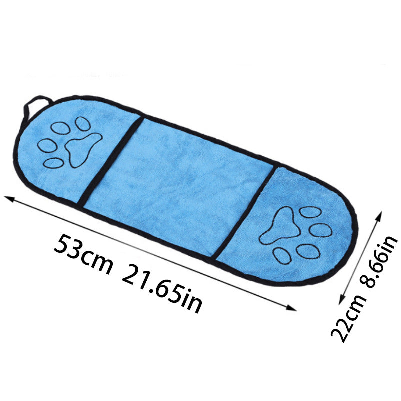 Yellow Super Absorbent Pet Bath Towel with Hand Pockets Quick Dry Chenille Microfibre for Dogs and Cats Large Size 62cm
