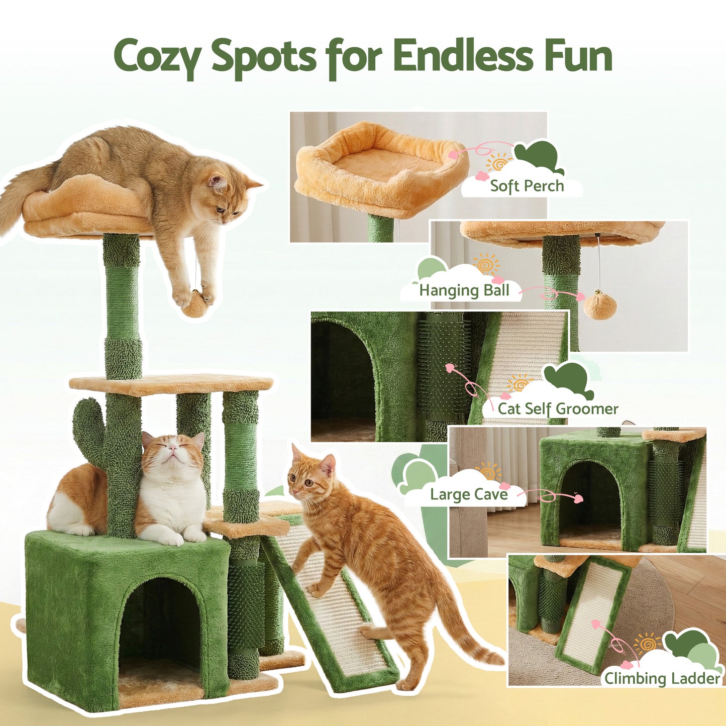 i.Pet Cat Tree Tower 101cm Scratching Post Green