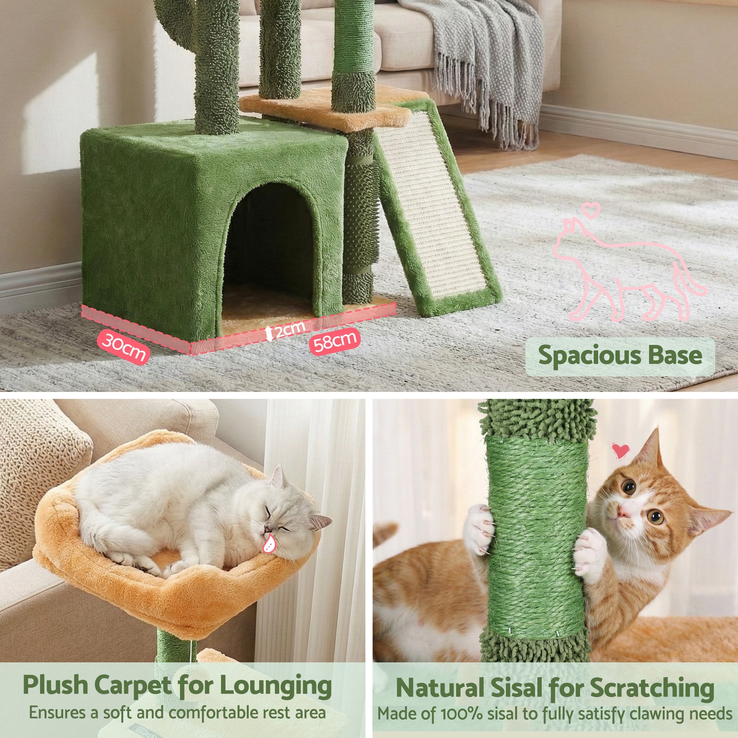 i.Pet Cat Tree Tower 101cm Scratching Post Green