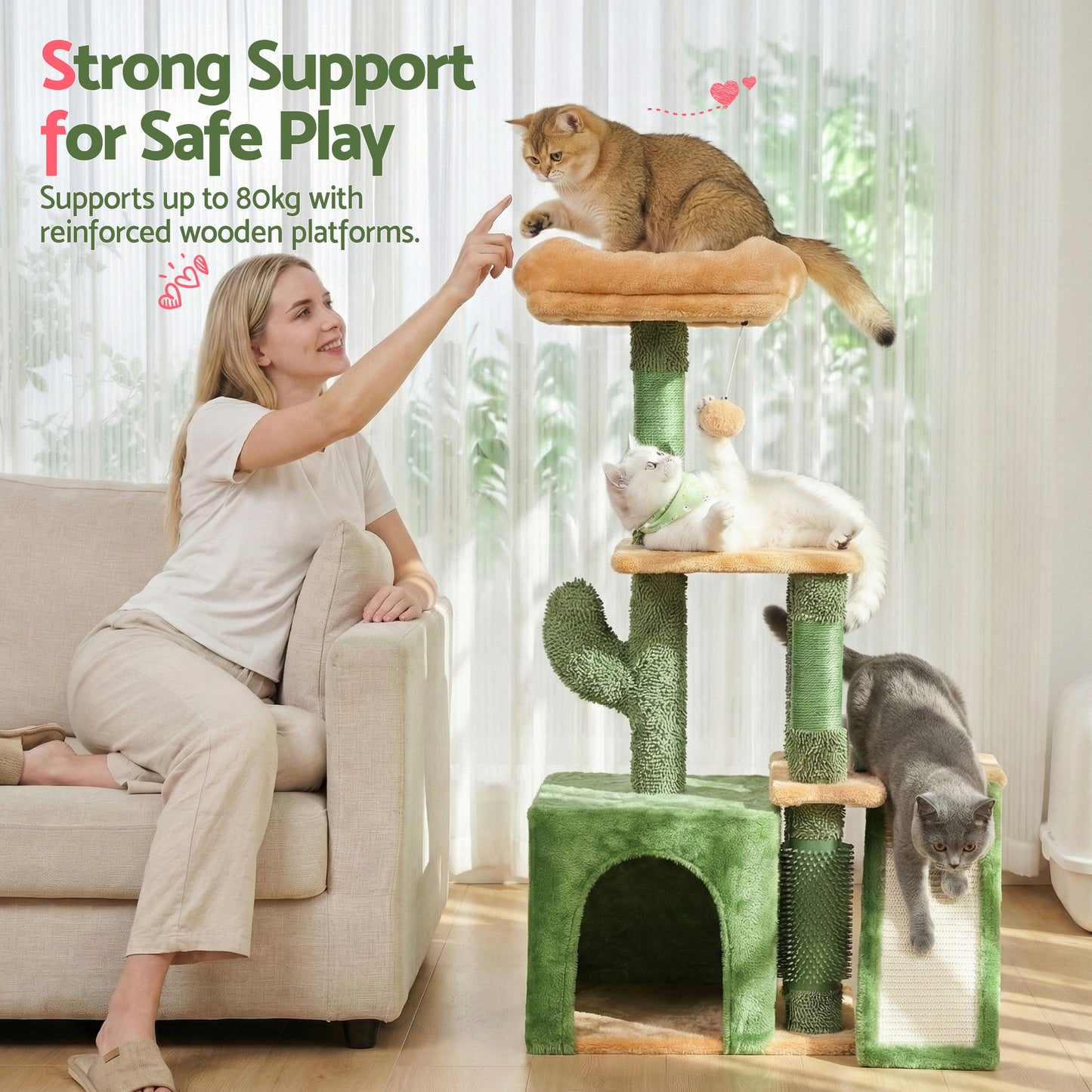 i.Pet Cat Tree Tower 101cm Scratching Post Green