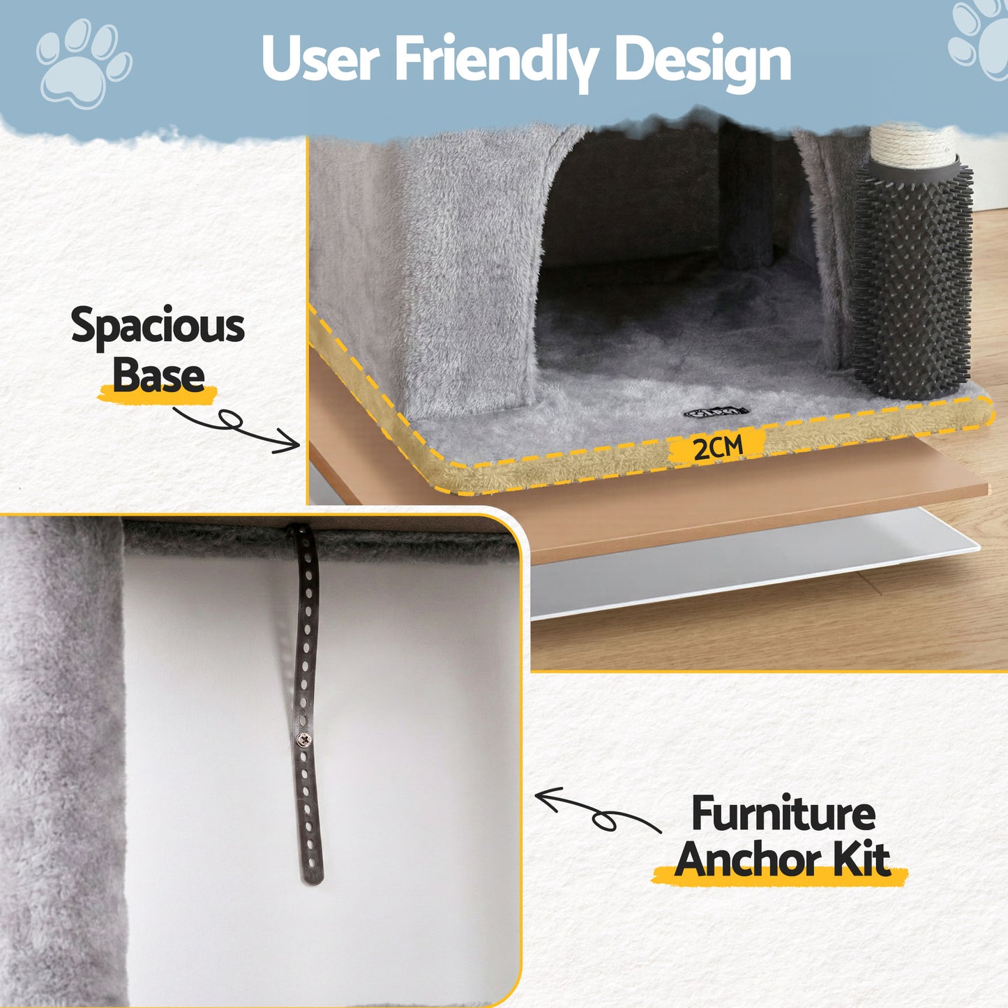 i.Pet Cat Tree Tower 82cm Scratching Post Light Grey