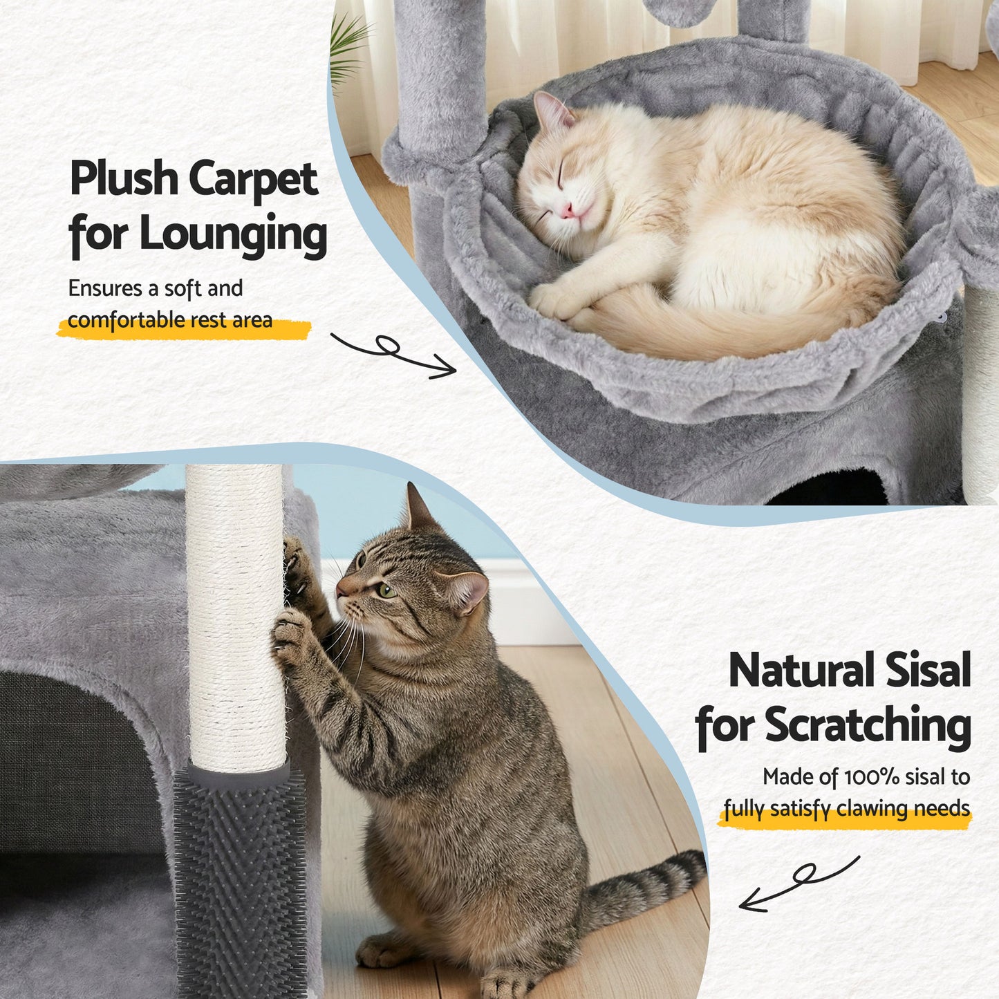 i.Pet Cat Tree Tower 82cm Scratching Post Light Grey