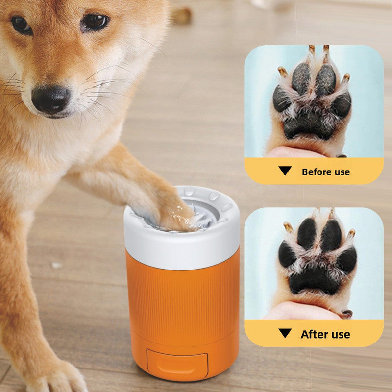 Portable Dog Paw Washer Cup - 360 Degree Muddy Foot Cleaner with Soft Bristles - Gentle Grooming Tool for Cats & Small to Medium Dogs - Grey