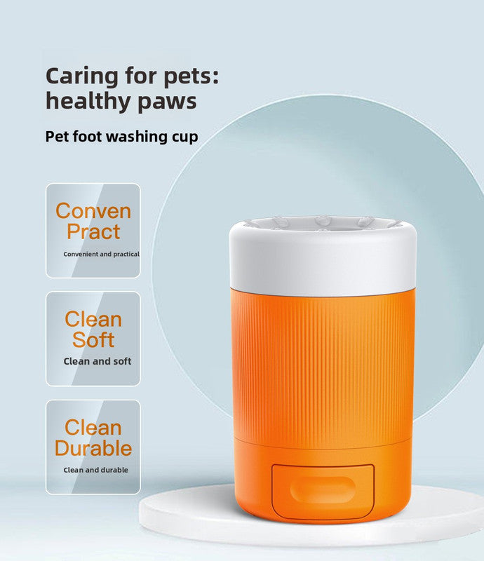 Portable Dog Paw Washer Cup - 360 Degree Muddy Foot Cleaner with Soft Bristles - Gentle Grooming Tool for Cats & Small to Medium Dogs - Grey