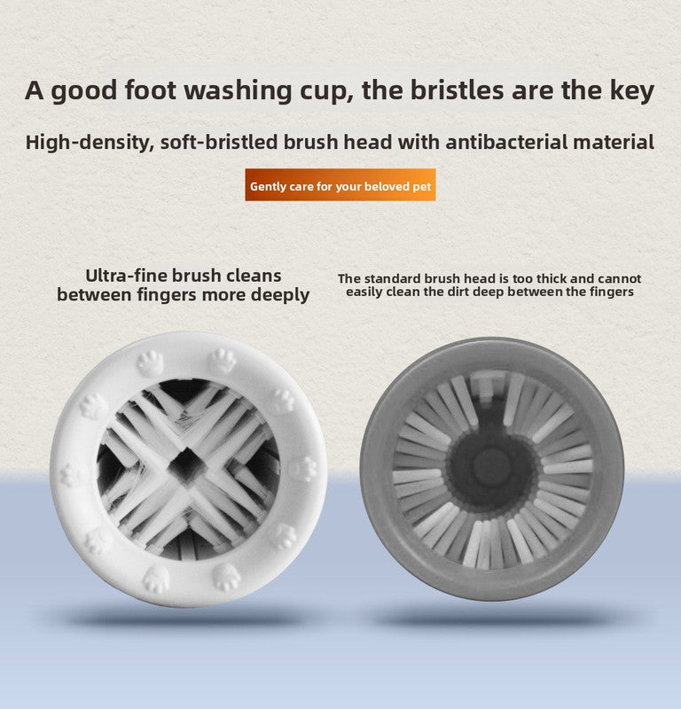 Portable Dog Paw Washer Cup - 360 Degree Muddy Foot Cleaner with Soft Bristles - Gentle Grooming Tool for Cats & Small to Medium Dogs - Orange