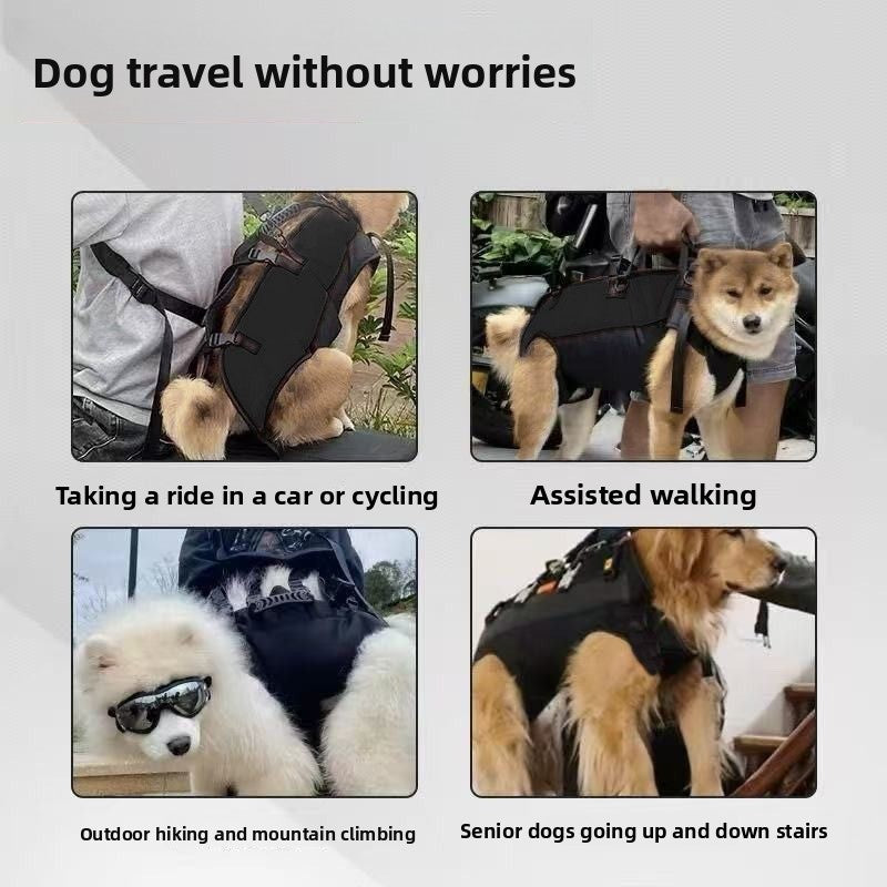 Black Multi-Functional Dog Carrier Backpack and Lift Harness for Hiking and Outdoor Use, Adjustable Breathable Pet Support Sling for Senior or Injured Large Dogs(Size: S)